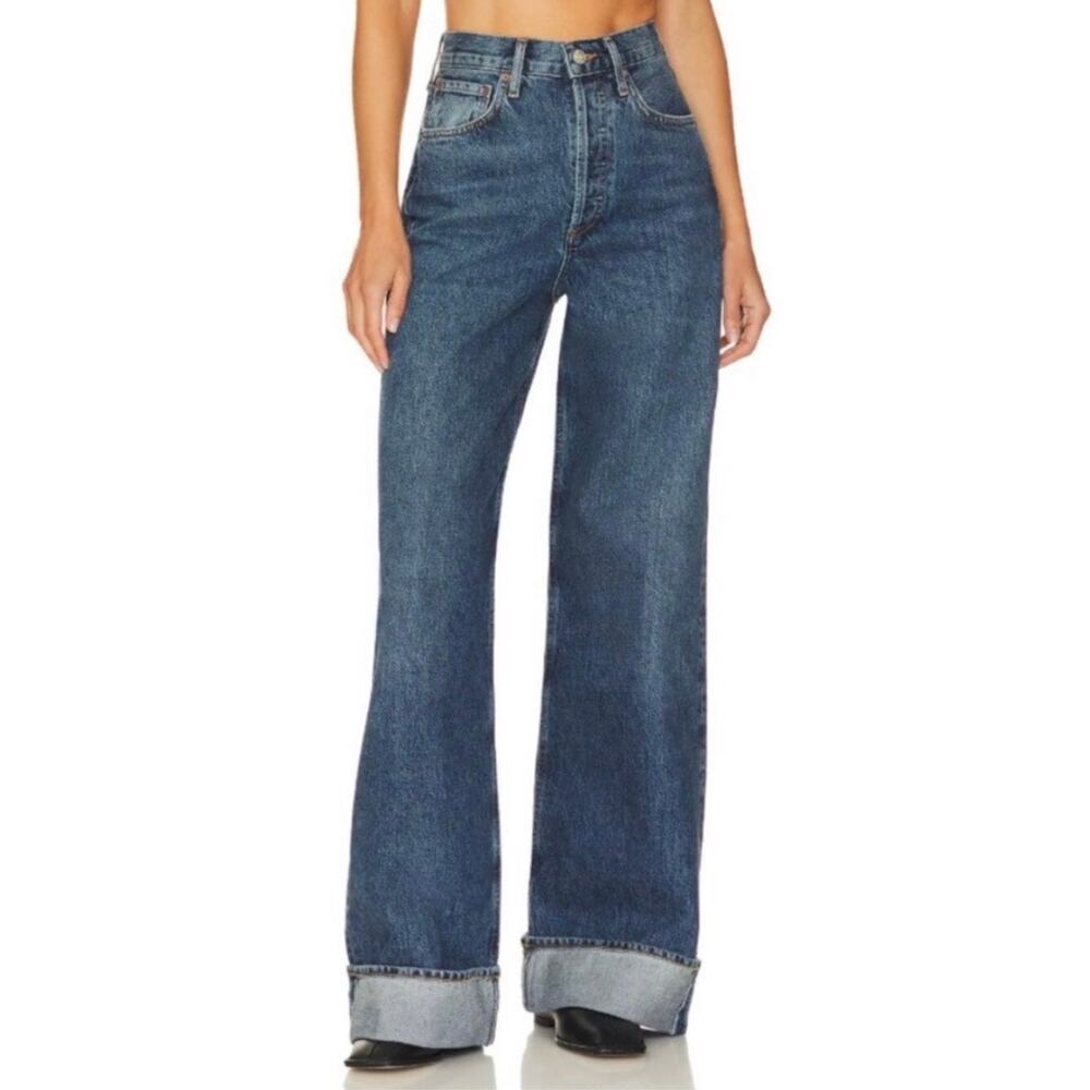 AGOLDE Dame High Rise Wide Leg Cuffed Jean Medium Wash | Women’s Size 28 EUC - Picture 3 of 12